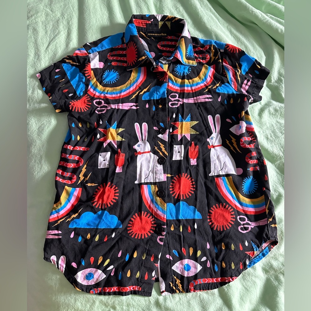 Nooworks Lisa Congdon button up “magic” shirt XS